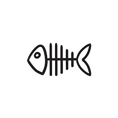 Image showing Fish skeleton sketch icon.