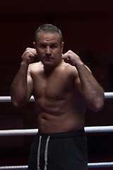 Image showing professional kickboxer in the training ring