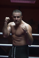 Image showing professional kickboxer in the training ring