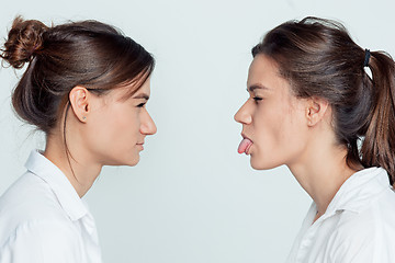 Image showing Studio portrait of female twins