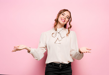 Image showing The young woman\'s portrait with happy emotions