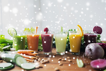 Image showing glasses with different fruit or vegetable juices