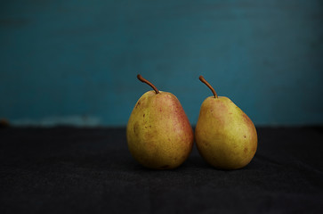 Image showing Two fresh pears on a table