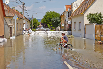 Image showing Flooded street and houses