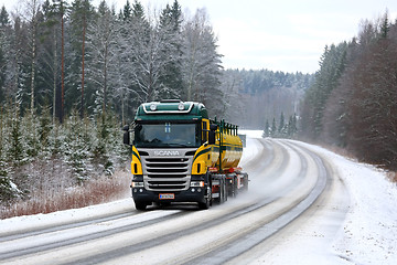 Image showing Trucking on Winter Highway