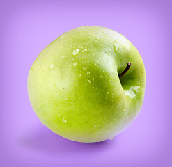 Image showing Wet green whole apple