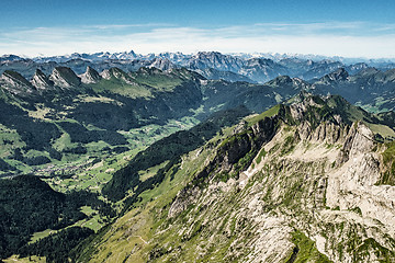 Image showing Mountain view from Mount Saentis, Switzerland , Swiss Alps.