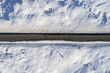 Image showing Aerial icy road\r