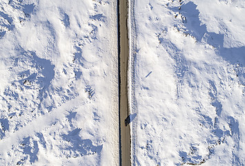 Image showing Aerial icy road\r