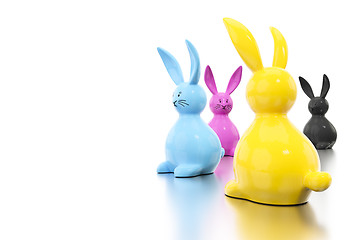 Image showing CMYK easter bunny figures