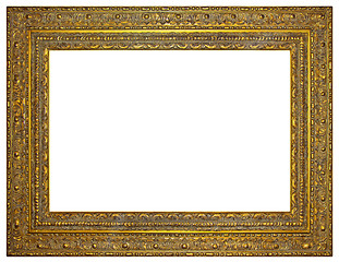 Image showing Vintage gilded wooden Frame Isolated with Clipping Path