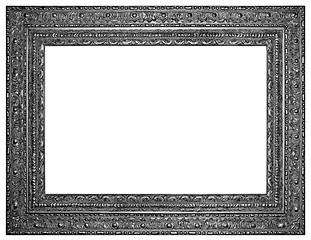 Image showing Vintage silver plated wooden frame Isolated with Clipping Path