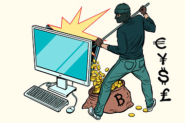 Image showing Online hacker steals money from computer