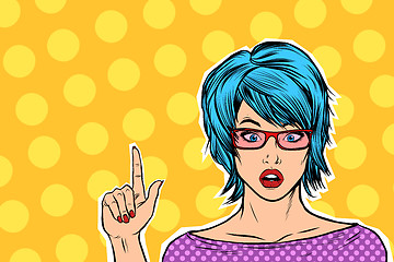 Image showing pop art kitsch woman points