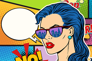 Image showing Pop art beautiful woman in sunglasses