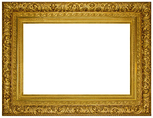 Image showing Vintage gilded wooden Frame Isolated with Clipping Path