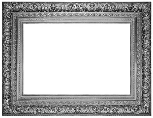 Image showing Vintage silver plated wooden frame Isolated with Clipping Path