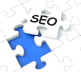 Image showing SEO Puzzle Showing E-Marketing And Promotions