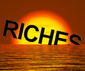 Image showing Riches Word Sinking Showing Difficulty Getting Rich