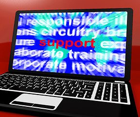Image showing Support Word On Laptop Showing Help And Assistance