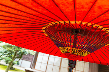 Image showing Traditional Japanese red umbrella 