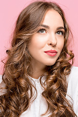 Image showing The young woman\'s portrait with happy emotions