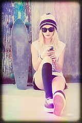 Image showing Skater Girl Texting