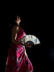 Image showing lady with feather in night