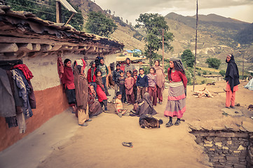 Image showing Children in group in Nepal