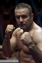 Image showing professional kickboxer in the training ring