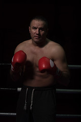 Image showing professional kickboxer in the training ring