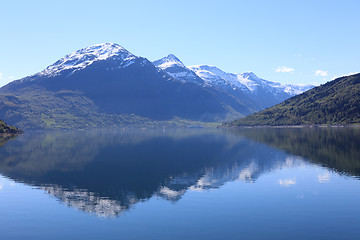 Image showing A wonderful beautiful spring day in Loen in Sogn with green tree