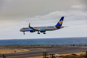 Image showing ARECIFE, SPAIN - APRIL, 15 2017: Boeing 757-300 of ThomasCook.co