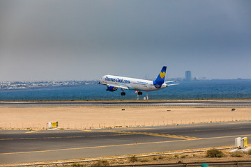 Image showing ARECIFE, SPAIN - APRIL, 16 2017: AirBus A321 of ThomasCook.com w