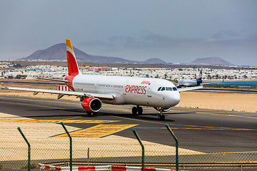 Image showing ARECIFE, SPAIN - APRIL, 15 2017: AirBus A321 of IBERIA with the 