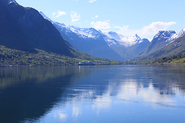 Image showing A wonderful beautiful spring day in Loen in Sogn with green tree