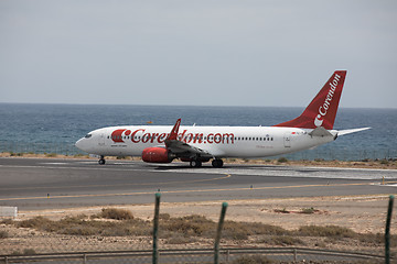 Image showing ARECIFE, SPAIN - APRIL, 15 2017: Boeing 737 - 800 of Corendon.co