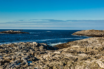 Image showing Coastal Landscape with views of the sea and blue sky