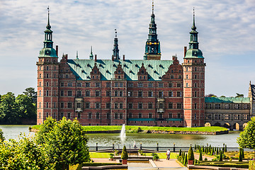 Image showing The majestic castle Frederiksborg Castle seen from the beautiful