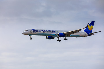 Image showing ARECIFE, SPAIN - APRIL, 15 2017: Boeing 757-300 of ThomasCook.co