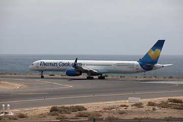 Image showing ARECIFE, SPAIN - APRIL, 15 2017: Boeing 757 - 300 of Thomas Cook