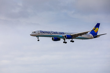 Image showing ARECIFE, SPAIN - APRIL, 15 2017: Boeing 757-300 of ThomasCook.co