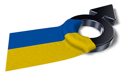 Image showing mars symbol and flag of the ukraine - 3d rendering