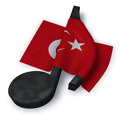 Image showing music note symbol symbol and flag of turkey - 3d rendering