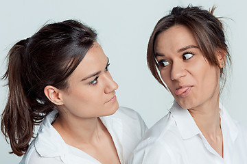 Image showing Studio portrait of female twins