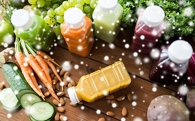 Image showing bottles with different fruit or vegetable juices