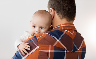 Image showing close up of happy little baby boy with father