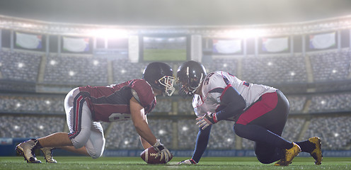 Image showing american football players are ready to start