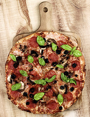 Image showing Pepperoni and Mushrooms Pizza