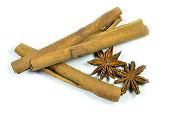 Image showing Cinnamon stick and star anise spice